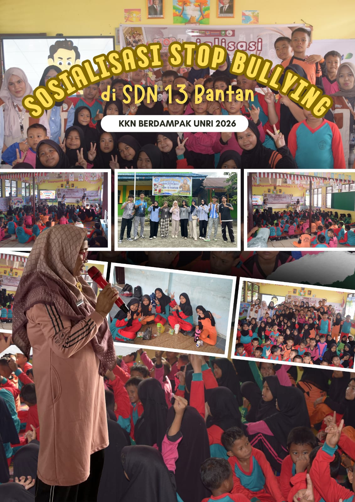 Mahasiswa Kukerta UNRI Desa Bantan Tua Gelar Sosialisasi Stop Bullying di SDN 13 Bantan