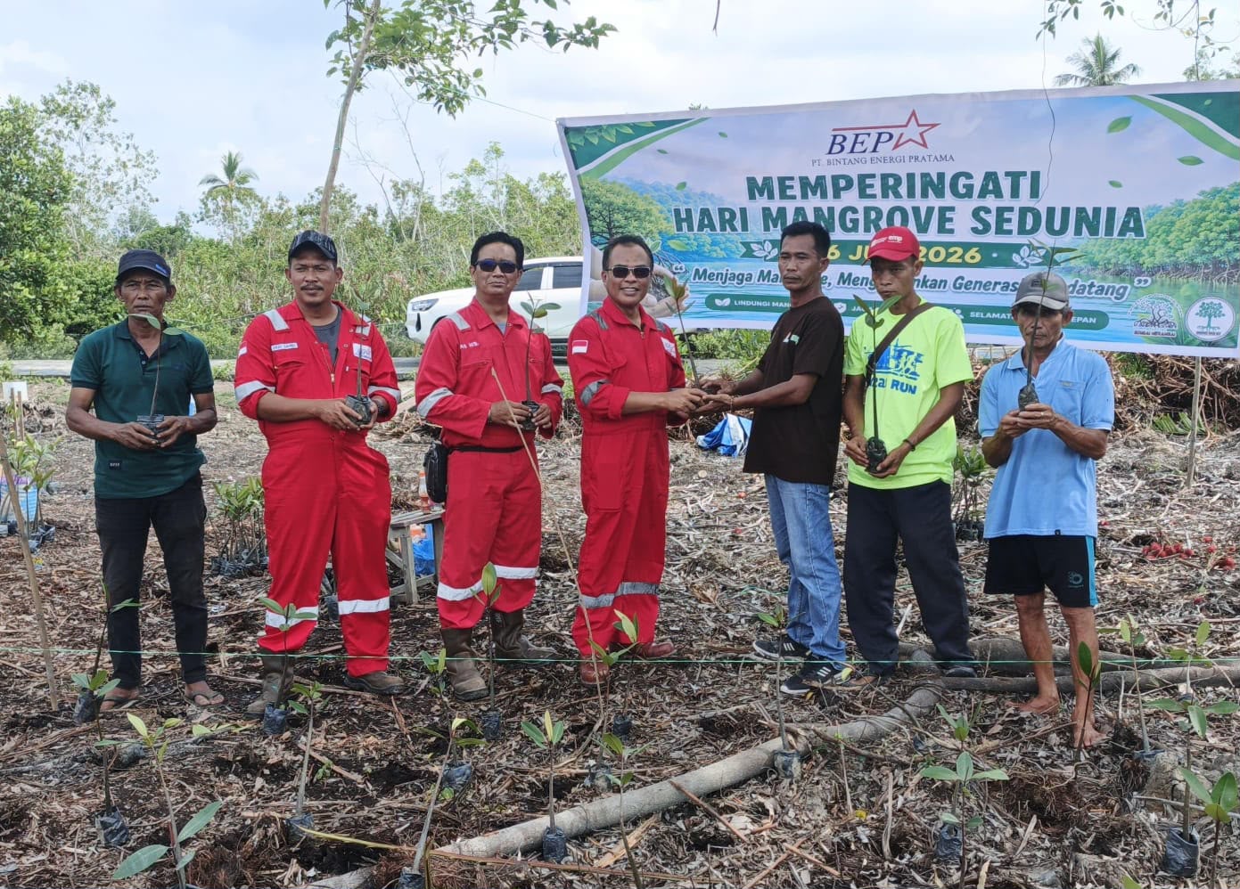Peringati Hari Mangrove Sedunia 2026, PT Bintang Energi Pratama Tanam 500 Bibit Mangrove di Mayang Sari