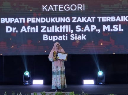 Bupati Siak Afni Zulkifli Masuk 5 Besar Kepala Daerah Pendukung Zakat Terbaik Nasional