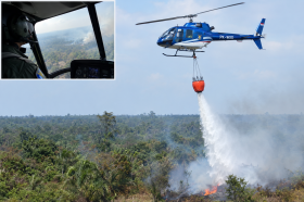 Satu Titik Api Terdeteksi di Inhu, Satgas Udara Kerahkan Heli Water Bombing